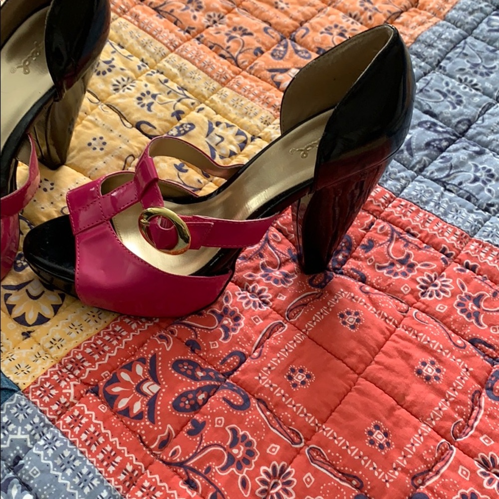 Cute pink and black heels
